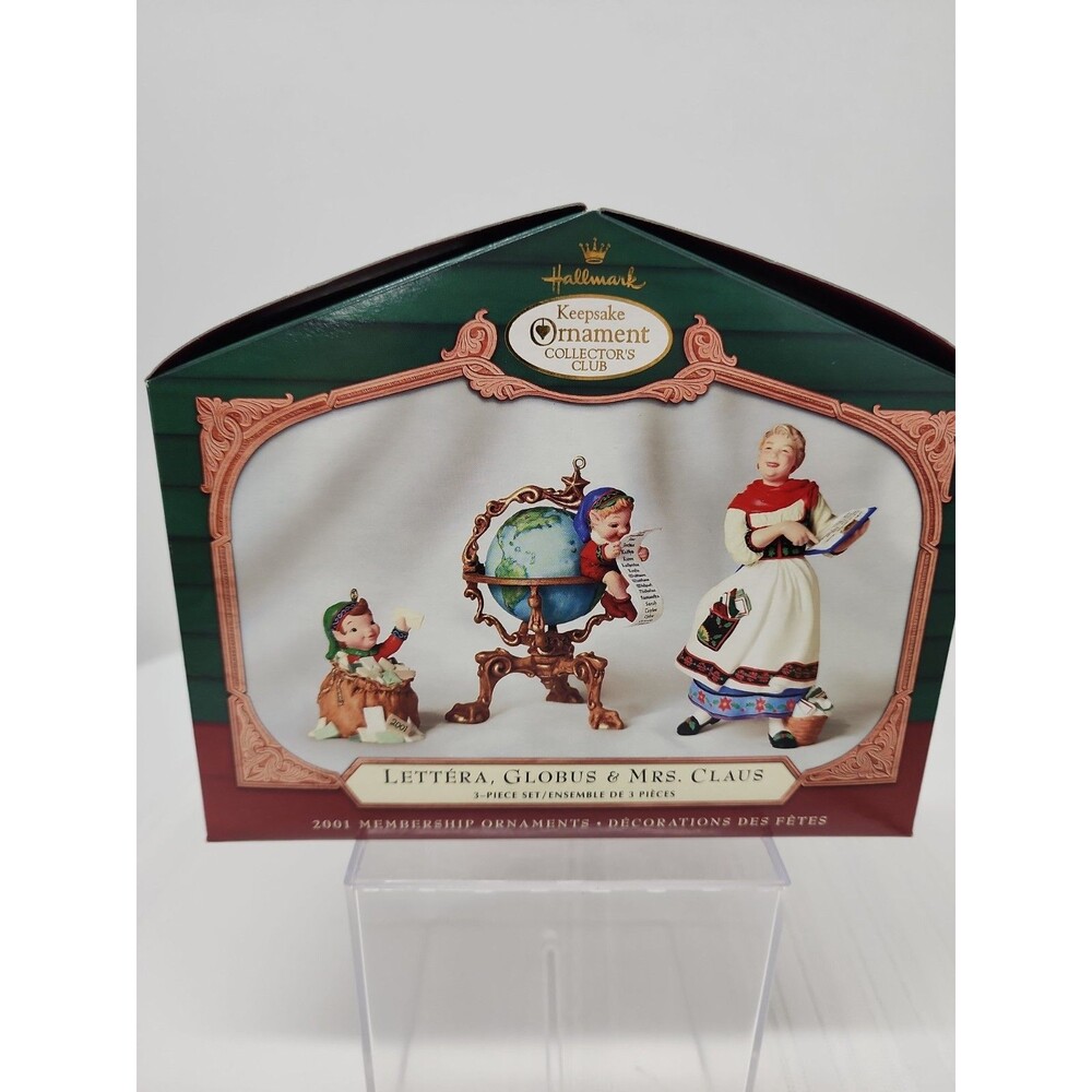 Hallmark Keepsake Collector's Club Ornament Lettéra, Globus & Mrs.Claus 2001 NIB
